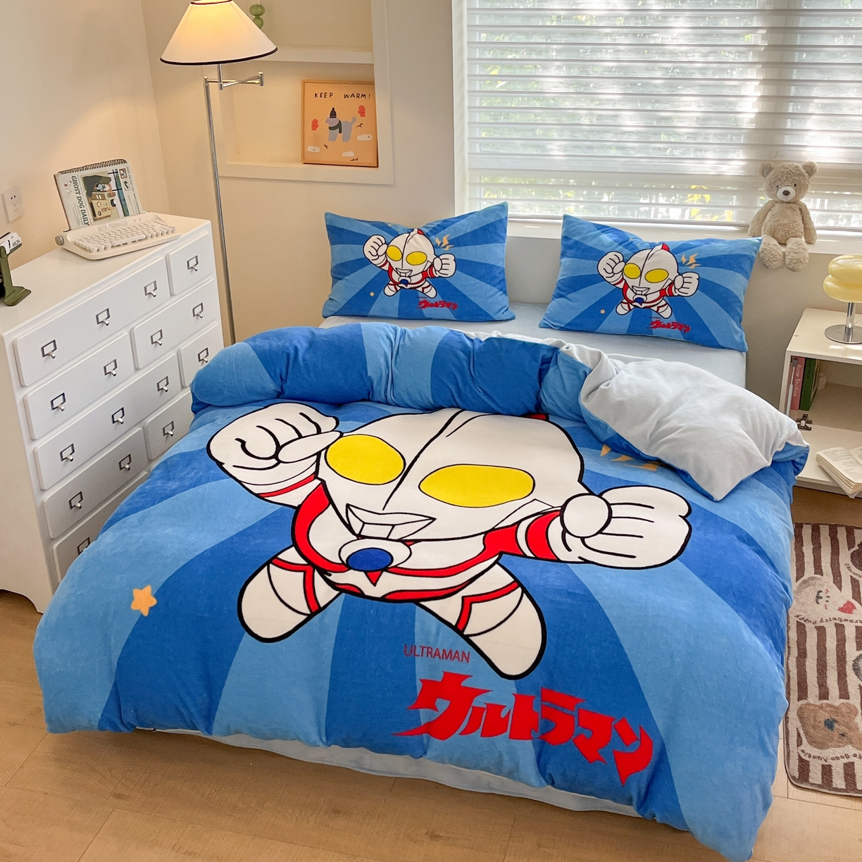 91家纺网 家纺一手货源 找家纺 （总）蘭菲家纺 2025新款奥特曼牛奶绒四件套