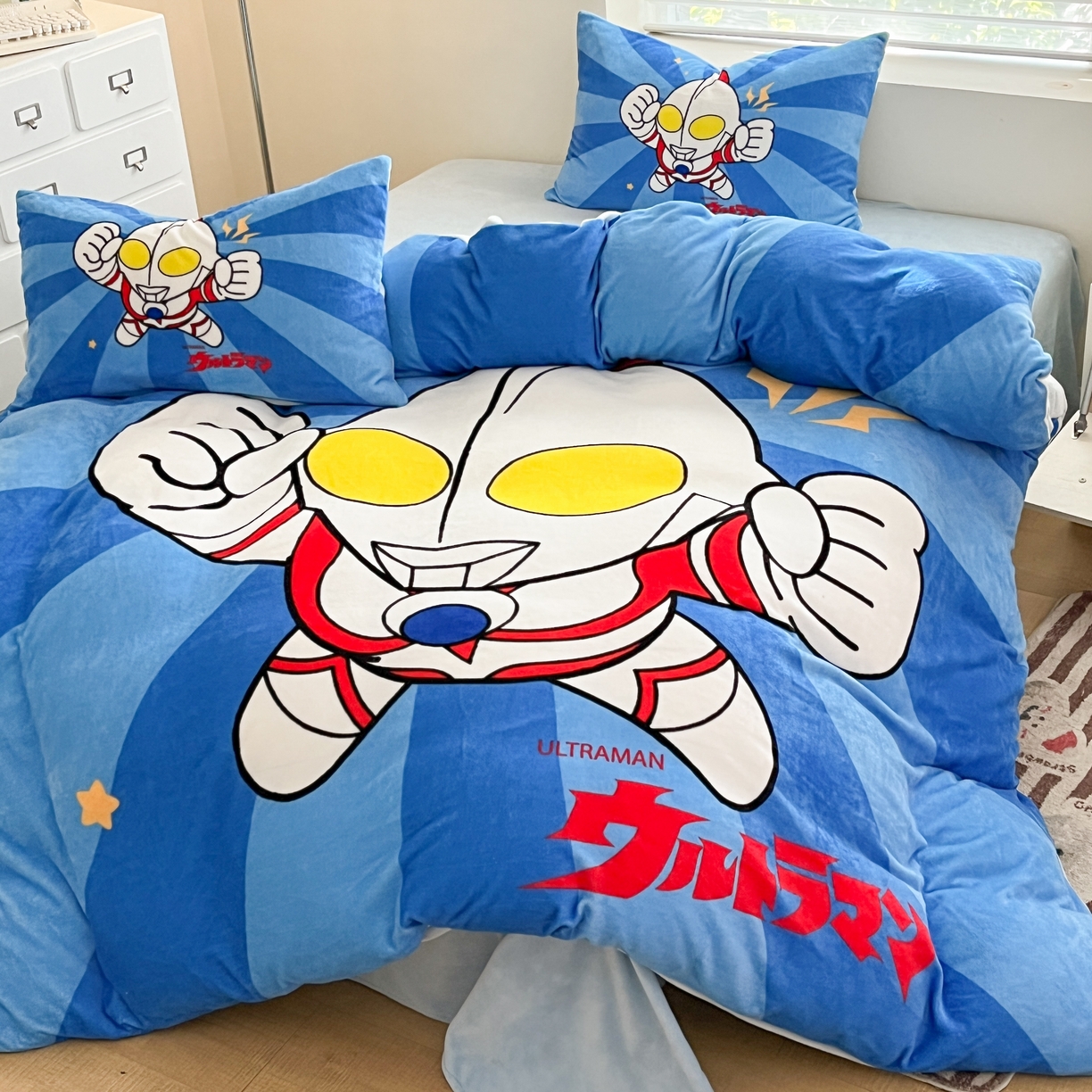 91家纺网 家纺一手货源 找家纺 （总）蘭菲家纺 2025新款奥特曼牛奶绒四件套