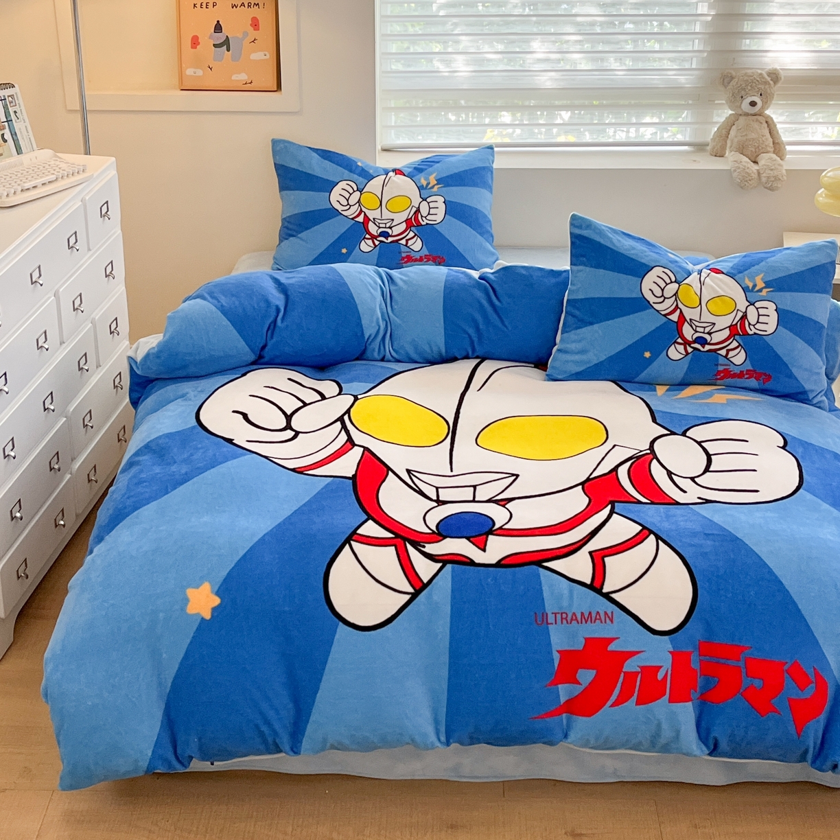 91家纺网 家纺一手货源 找家纺 （总）蘭菲家纺 2025新款奥特曼牛奶绒四件套