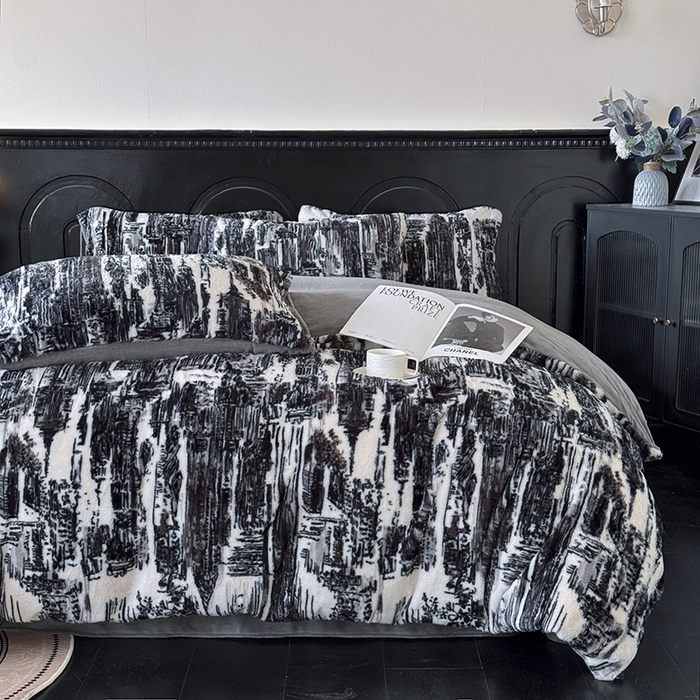 91家纺网 家纺一手货源 找家纺 （总）梵克保罗 2025秋冬新款直播热款高克重兔毛绒牛奶绒印花四件套床笠款