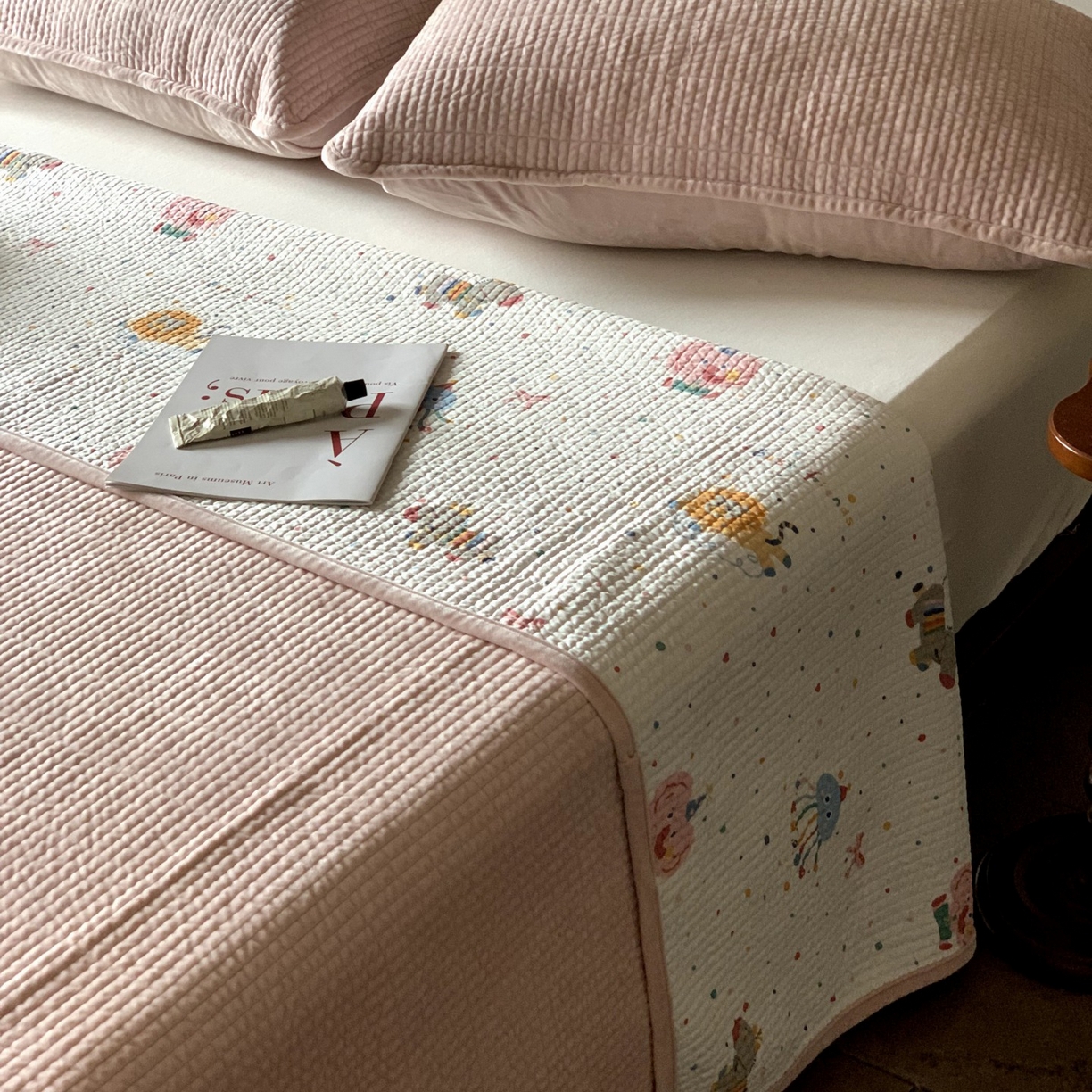 91家纺网 家纺一手货源 找家纺 汇庭 2025秋冬新款绒绒单品床盖系列 章鱼小丸子