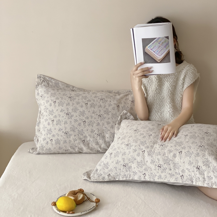 91家纺网 家纺一手货源 找家纺 麻依 2025新款安心棉纱布枕套全棉四层纱布枕套 雪漫