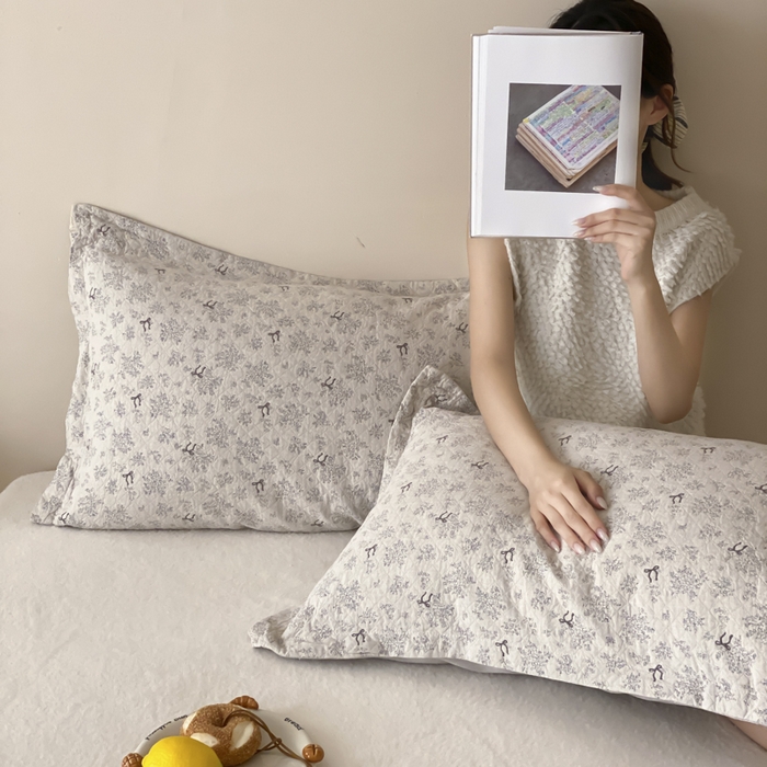 91家纺网 家纺一手货源 找家纺 麻依 2025新款安心棉纱布枕套全棉四层纱布枕套 雪漫