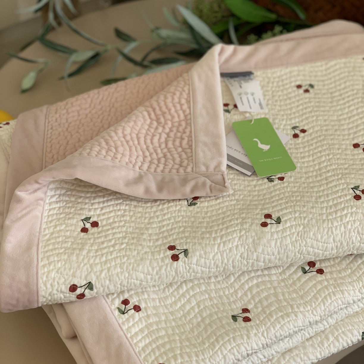 91家纺网 家纺一手货源 找家纺 汇庭 2025秋冬新款卡司绒单品床盖系列 樱桃浅浅