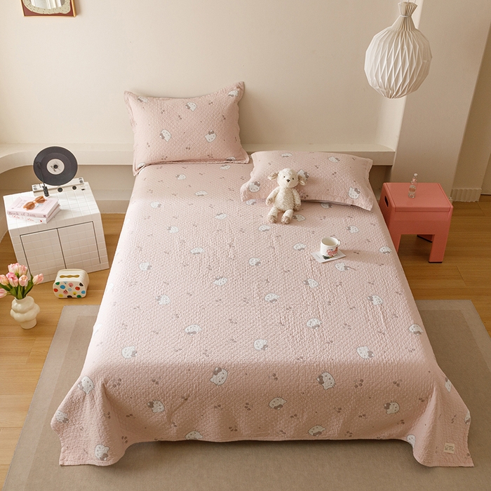 91家纺网 家纺一手货源 找家纺 （总）麻依 2025新款安心棉床盖三件全棉四层纱布床单