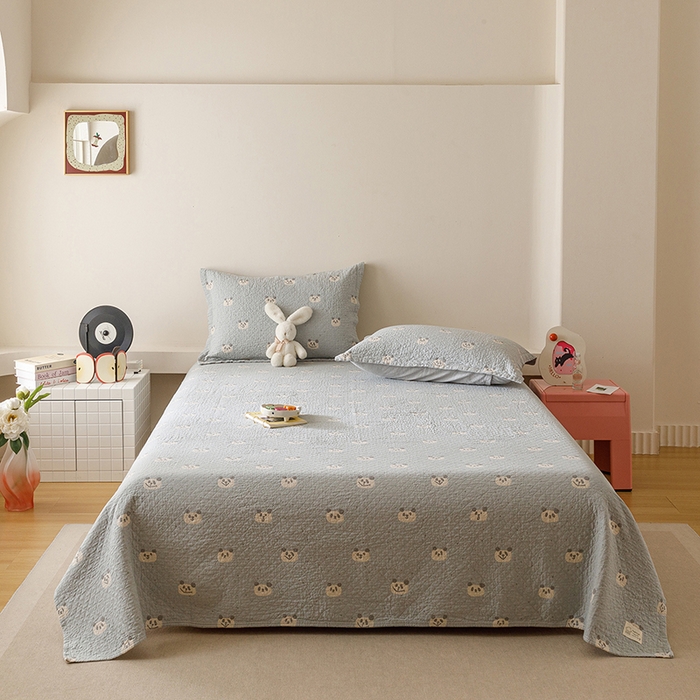 91家纺网 家纺一手货源 找家纺 （总）麻依 2025新款安心棉床盖三件全棉四层纱布床单