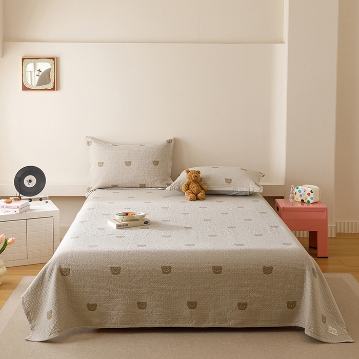 91家纺网 家纺一手货源 找家纺 （总）麻依 2025新款安心棉床盖三件全棉四层纱布床单