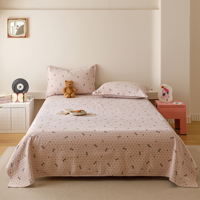 91家纺网 家纺一手货源 找家纺 （总）麻依 2025新款安心棉床盖三件全棉四层纱布床单