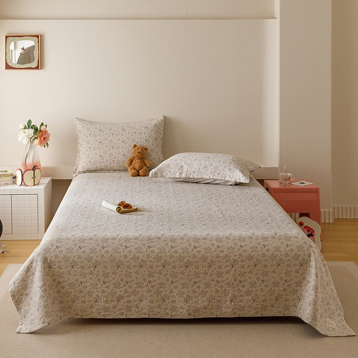 91家纺网 家纺一手货源 找家纺 （总）麻依 2025新款安心棉床盖三件全棉四层纱布床单