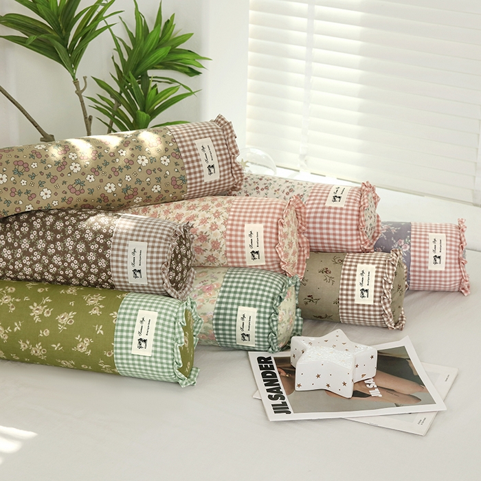 91家纺网 家纺一手货源 找家纺 （总）明星枕业 2025新款全棉护颈椎圆柱枕双层纱布糖果枕头荞麦颈椎枕芯,组合图仅供展示不可下单,洛晨,绿纱,青筠,清秋,烟草棕,紫丁香