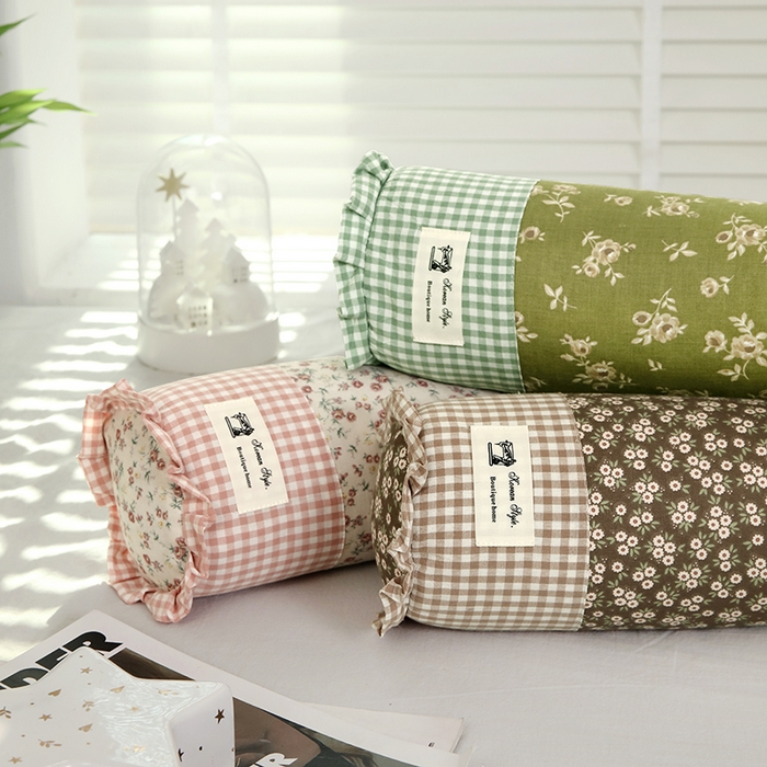 91家纺网 家纺一手货源 找家纺 （总）明星枕业 2025新款全棉护颈椎圆柱枕双层纱布糖果枕头荞麦颈椎枕芯