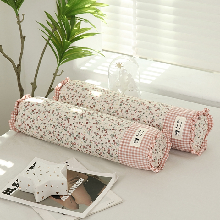 明星枕业 2025新款全棉护颈椎圆柱枕双层纱布糖果枕头荞麦颈椎枕芯 洛晨