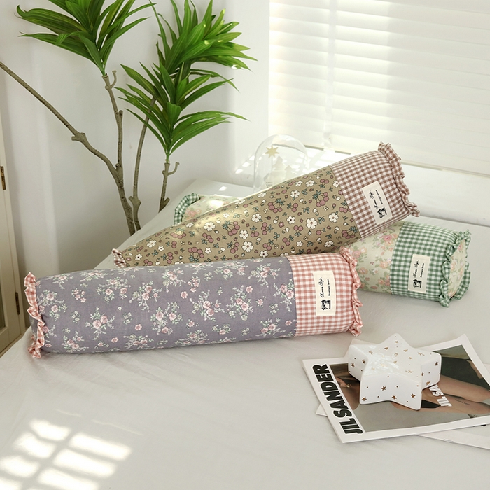 91家纺网 家纺一手货源 找家纺 明星枕业 2025新款全棉护颈椎圆柱枕双层纱布糖果枕头荞麦颈椎枕芯 组合图仅供展示不可下单