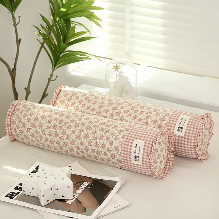 明星枕业 2025新款全棉护颈椎圆柱枕双层纱布糖果枕头荞麦颈椎枕芯 清秋