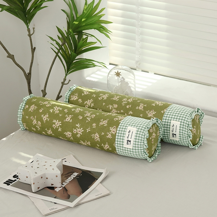 91家纺网 家纺一手货源 找家纺 明星枕业 2025新款全棉护颈椎圆柱枕双层纱布糖果枕头荞麦颈椎枕芯 组合图仅供展示不可下单