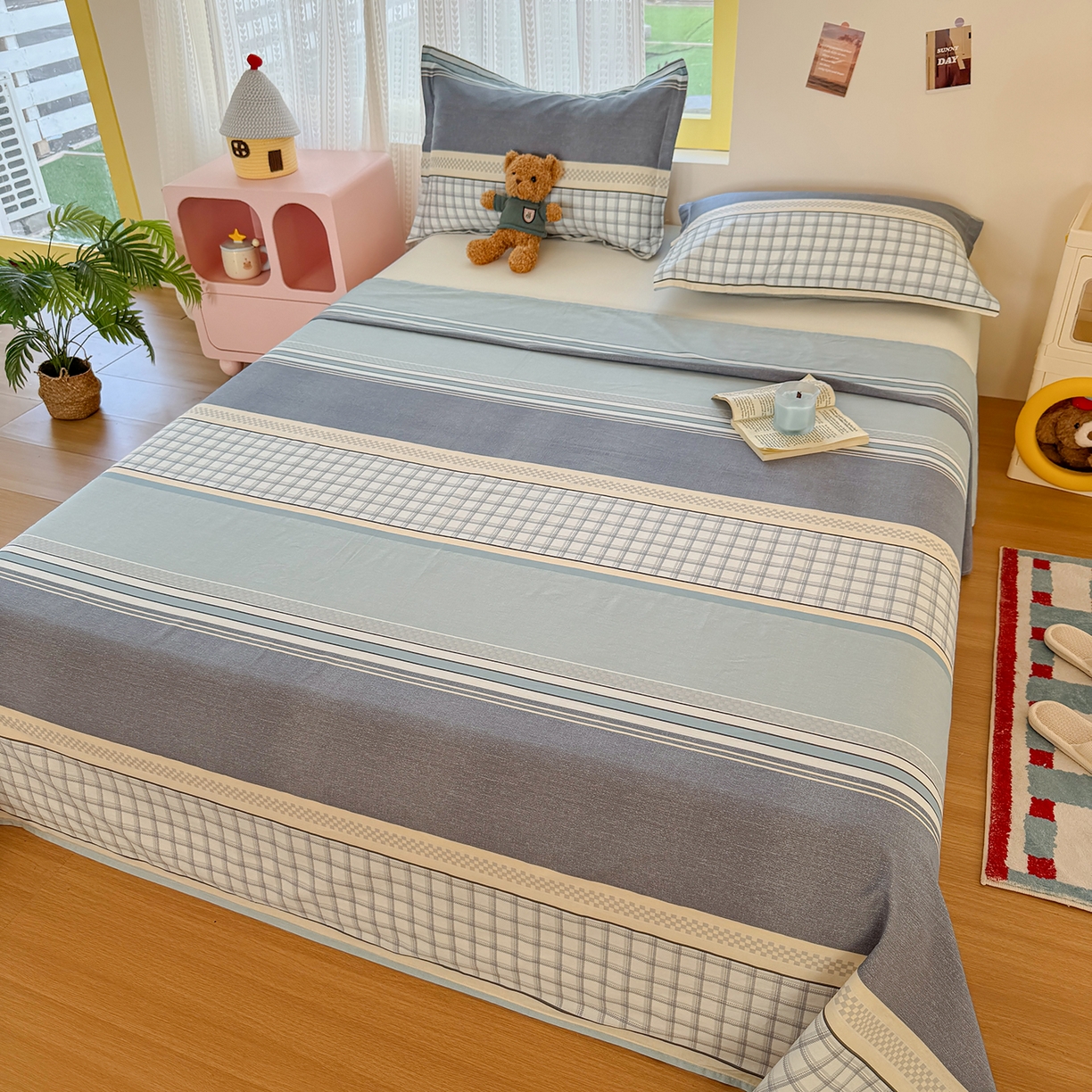 91家纺网 家纺一手货源 找家纺 尚帛 2026新款全棉品质喷气印花爆款四件套 多规格套件 单品系列-单枕套 爱之艺术-灰