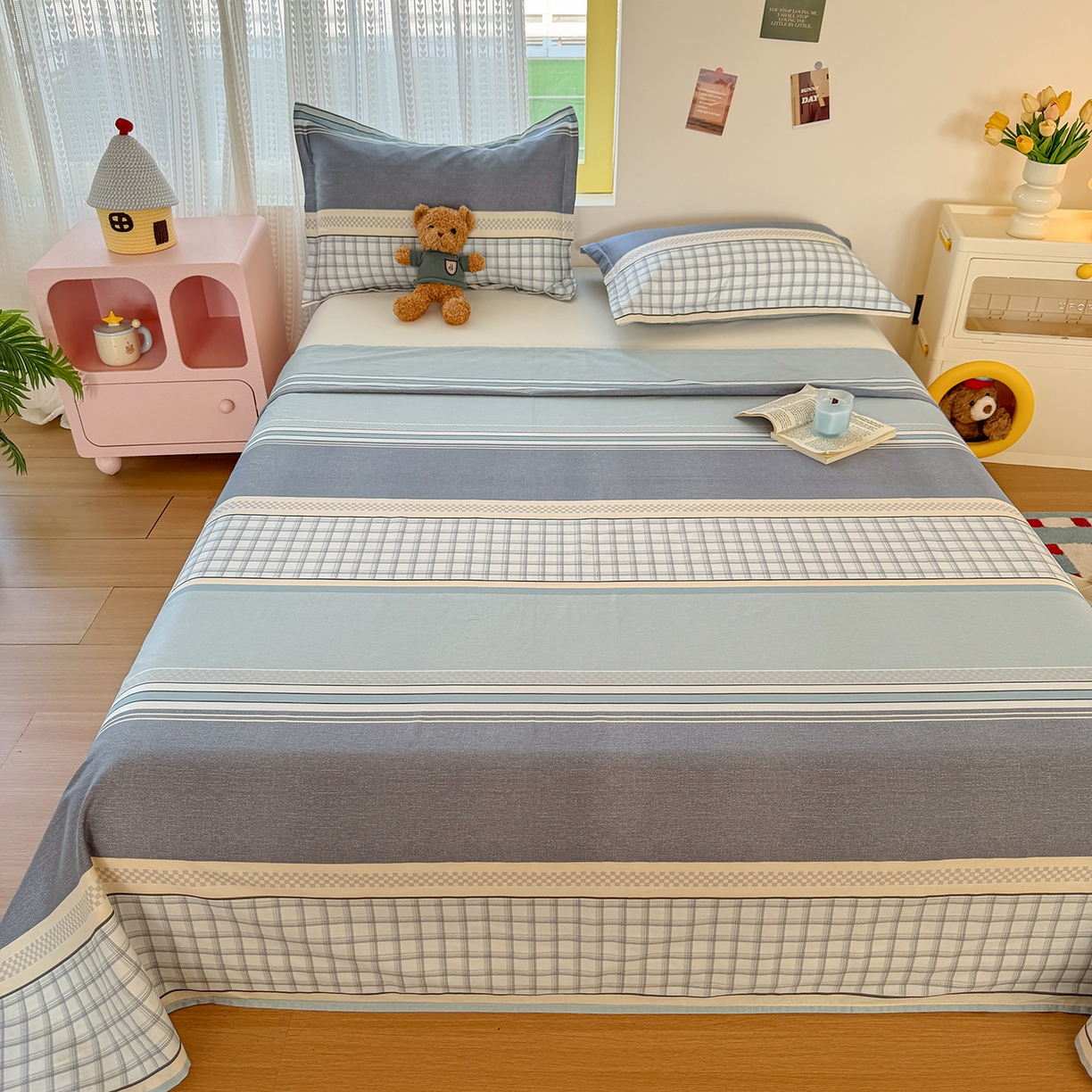 91家纺网 家纺一手货源 找家纺 尚帛 2026新款全棉品质喷气印花爆款四件套 多规格套件 单品系列-单枕套 爱之艺术-灰