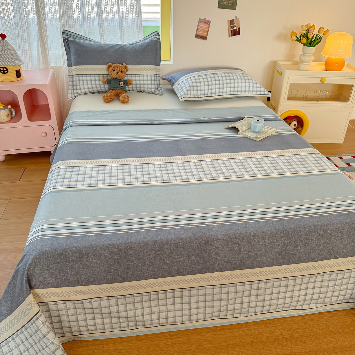 91家纺网 家纺一手货源 找家纺 尚帛 2026新款全棉品质喷气印花爆款四件套 多规格套件 单品系列-单枕套 爱之艺术-灰