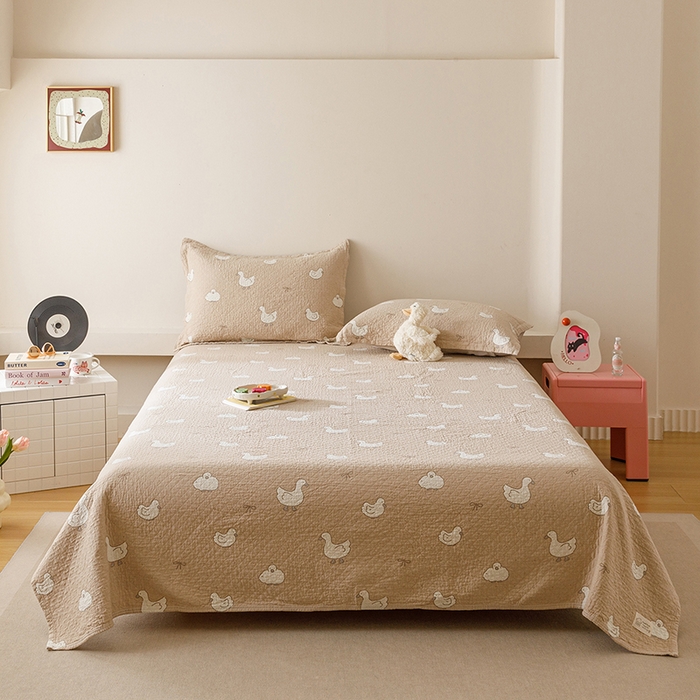 麻依 2025新款安心棉床盖三件全棉四层纱布床单 可爱鸭鸭