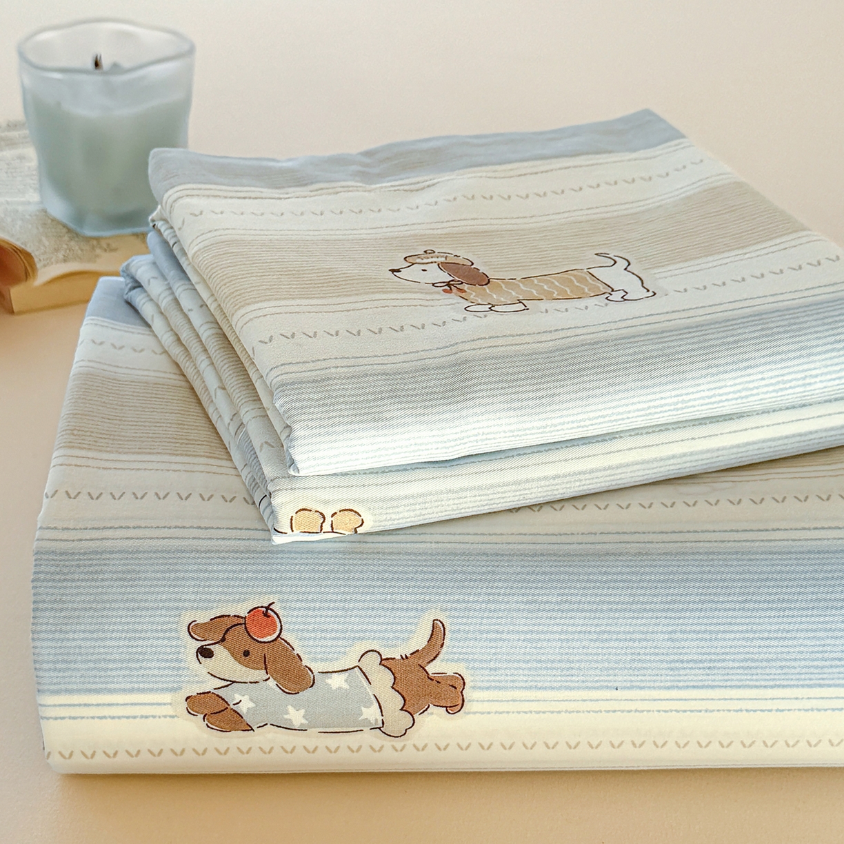 91家纺网 家纺一手货源 找家纺 尚帛 2026新款全棉品质喷气印花爆款四件套 多规格套件 单品系列-单枕套 奔跑小狗