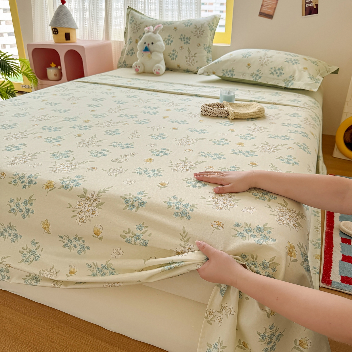 91家纺网 家纺一手货源 找家纺 尚帛 2026新款全棉品质喷气印花爆款四件套 多规格套件 单品系列-单枕套 春漫庭