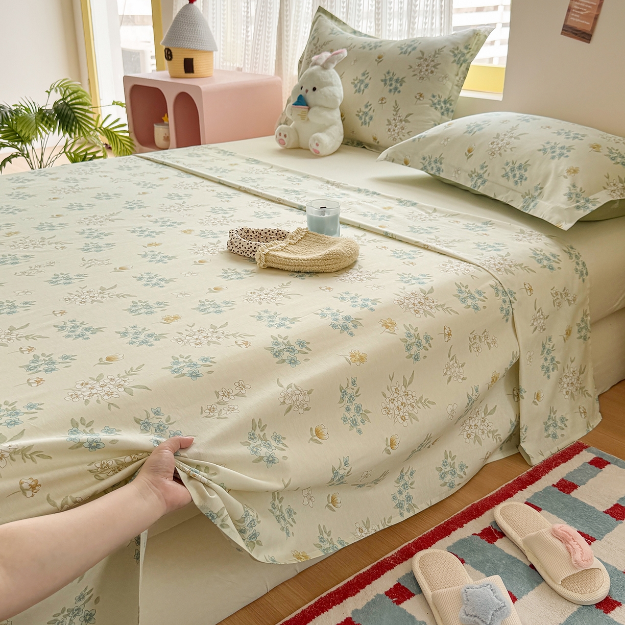 91家纺网 家纺一手货源 找家纺 尚帛 2026新款全棉品质喷气印花爆款四件套 多规格套件 单品系列-单枕套 春漫庭