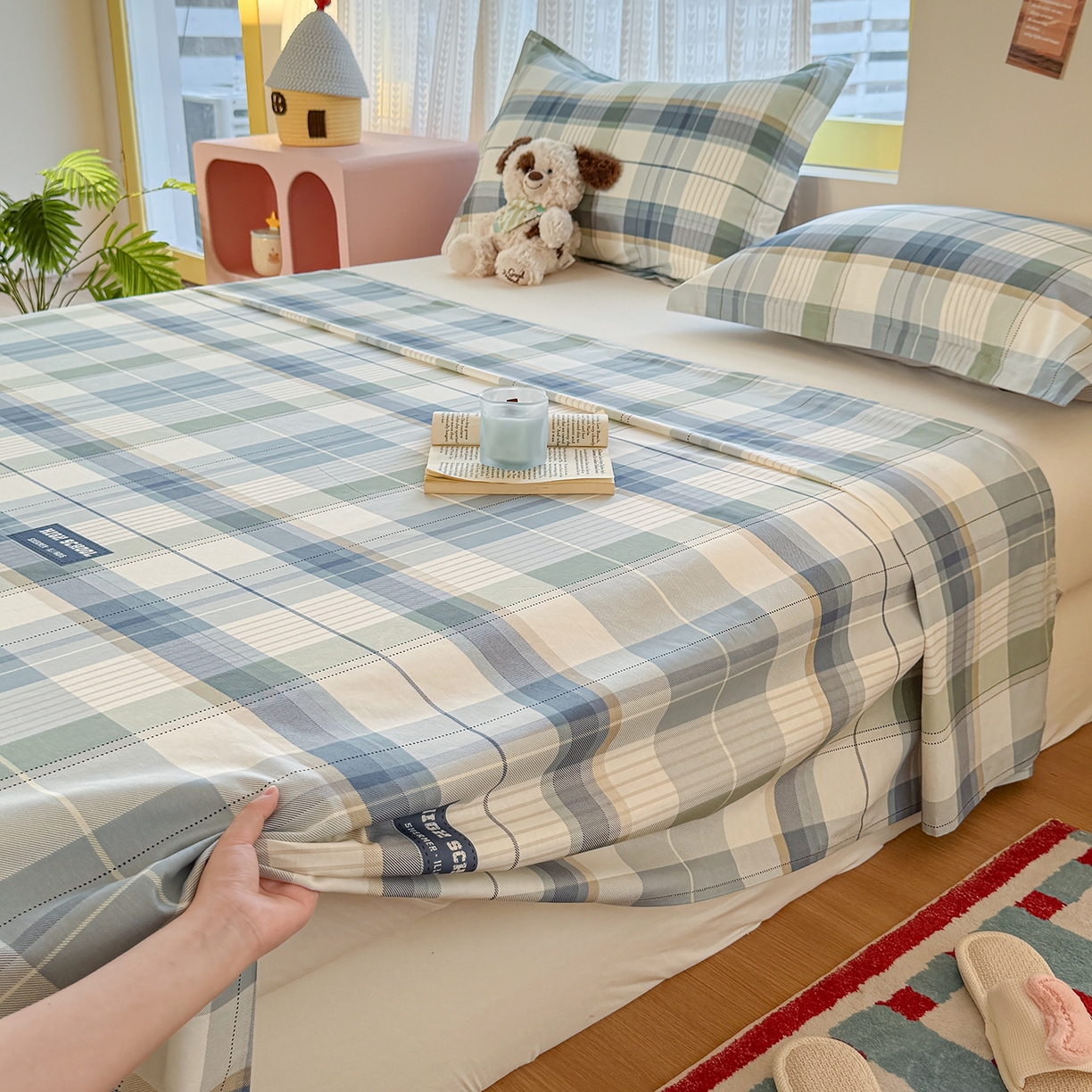 91家纺网 家纺一手货源 找家纺 尚帛 2026新款全棉品质喷气印花爆款四件套 多规格套件 单品系列-单枕套 格兰德-蓝