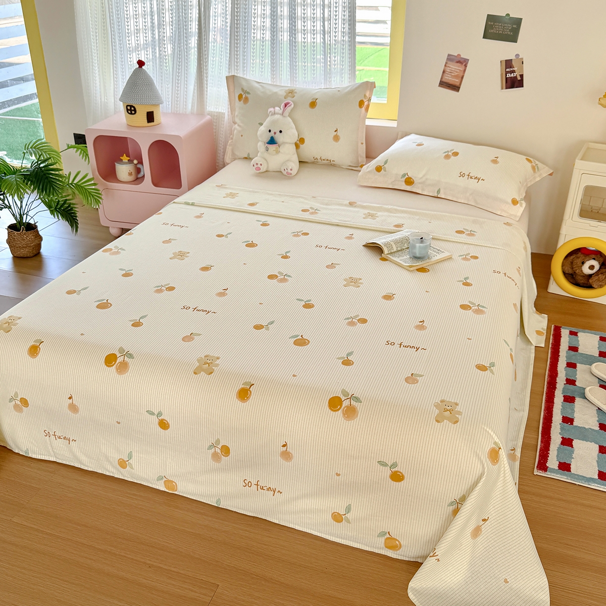 91家纺网 家纺一手货源 找家纺 尚帛 2026新款全棉品质喷气印花爆款四件套 多规格套件 单品系列-单枕套 欢乐碰碰熊