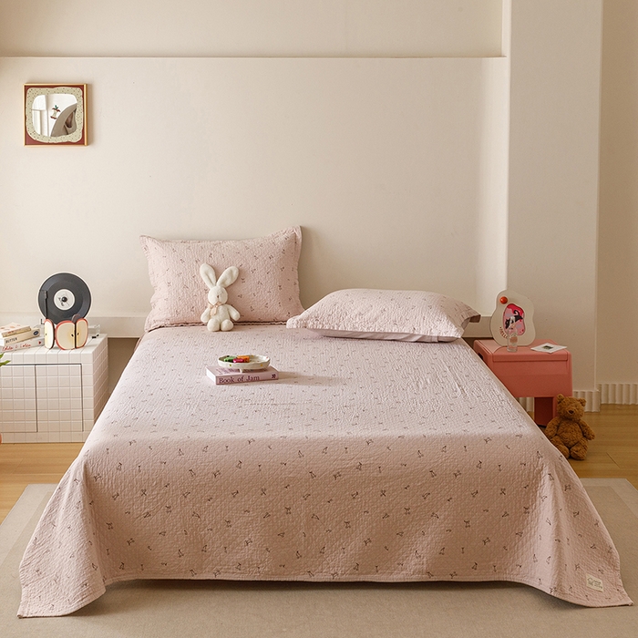 麻依 2025新款安心棉床盖三件全棉四层纱布床单 欣欣樱桃