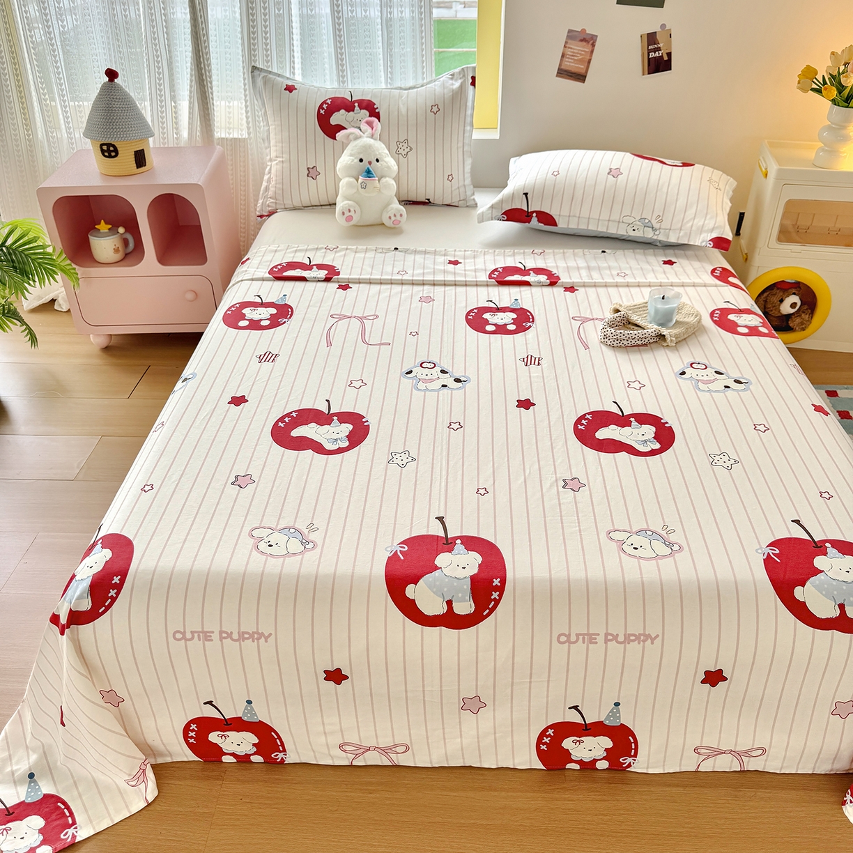 91家纺网 家纺一手货源 找家纺 尚帛 2026新款全棉品质喷气印花爆款四件套 多规格套件 单品系列-单枕套 派对柯基