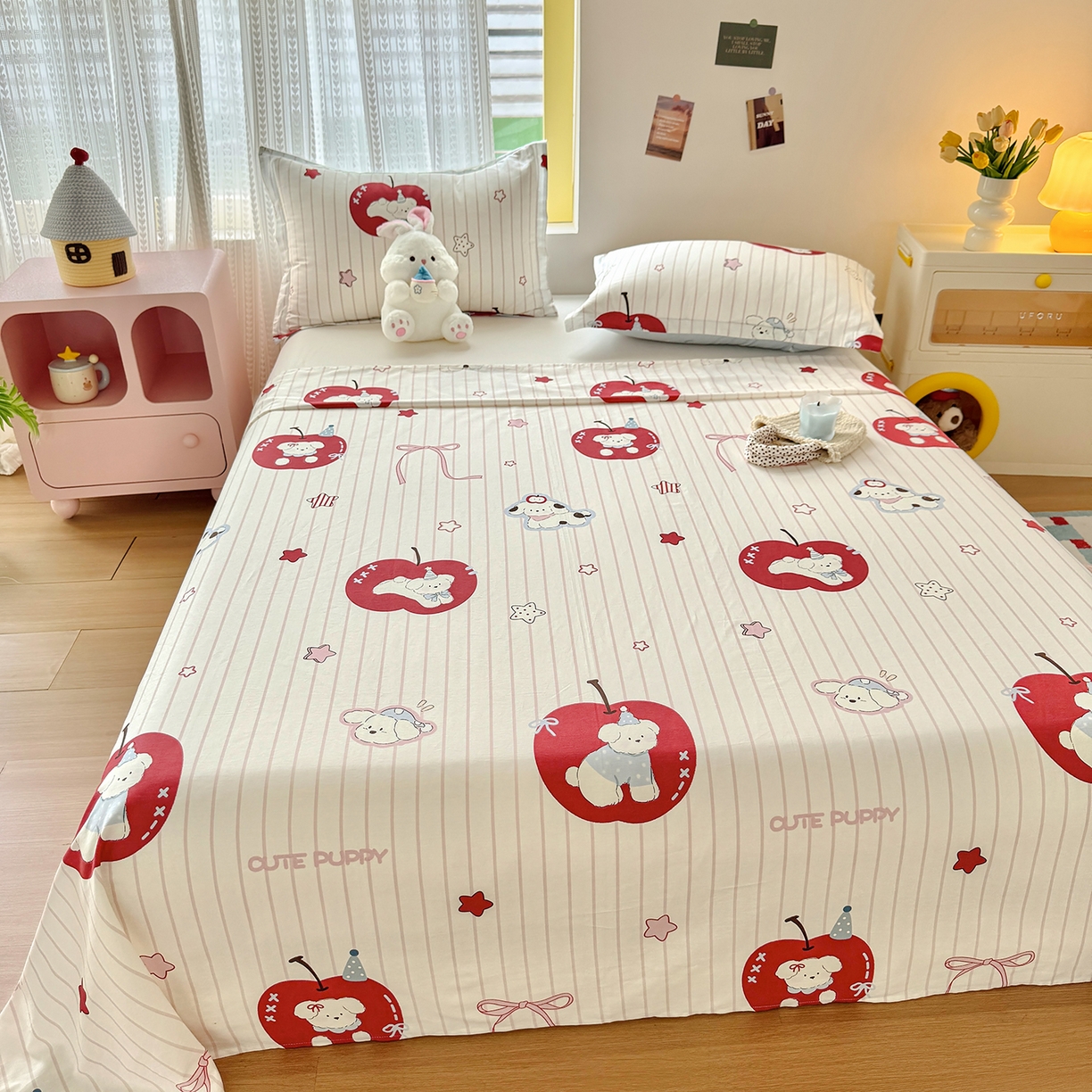 91家纺网 家纺一手货源 找家纺 尚帛 2026新款全棉品质喷气印花爆款四件套 多规格套件 单品系列-单枕套 派对柯基