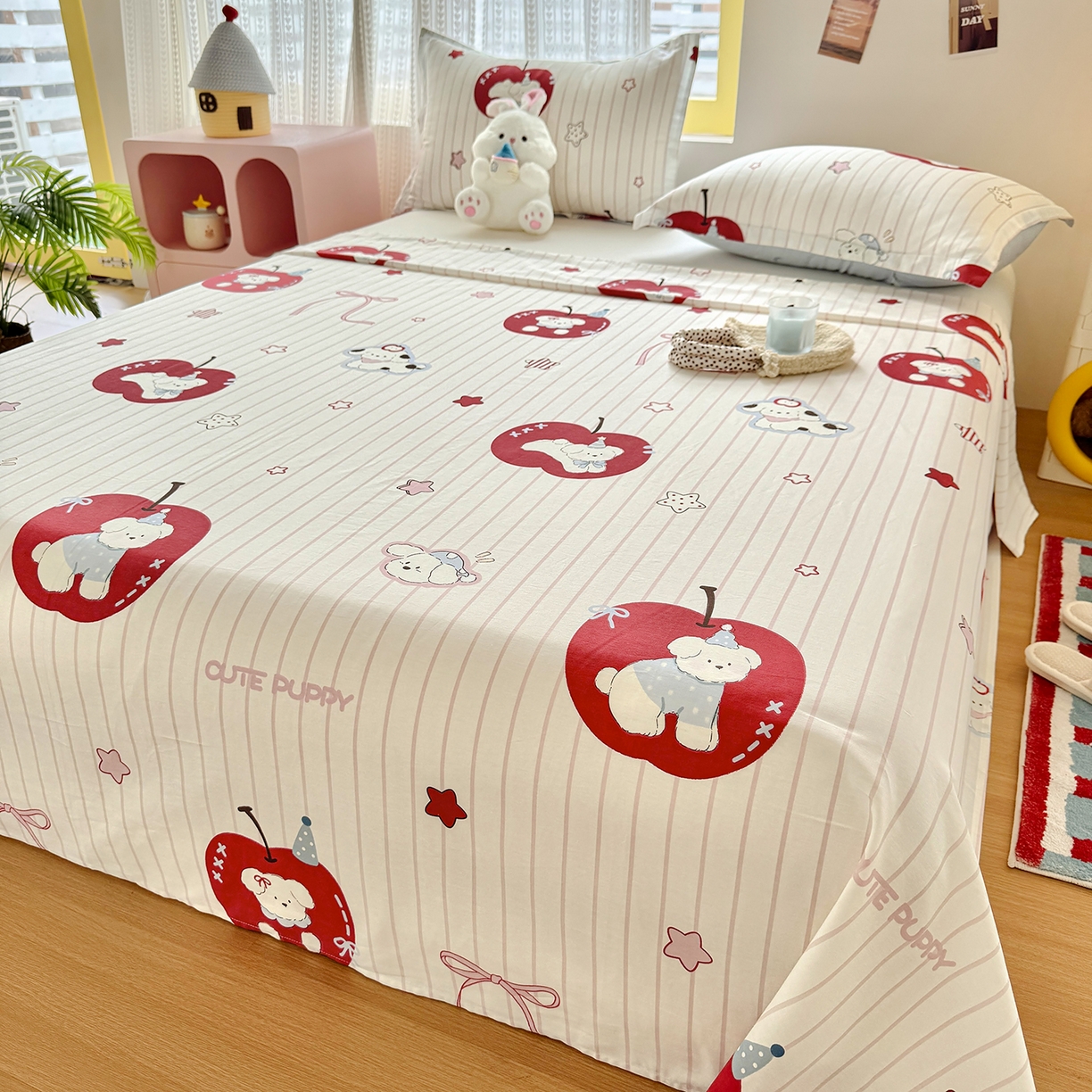 91家纺网 家纺一手货源 找家纺 尚帛 2026新款全棉品质喷气印花爆款四件套 多规格套件 单品系列-单枕套 派对柯基