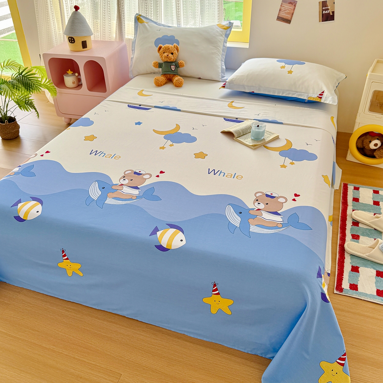 91家纺网 家纺一手货源 找家纺 尚帛 2026新款全棉品质喷气印花爆款四件套 多规格套件 单品系列-单枕套 水上乐园