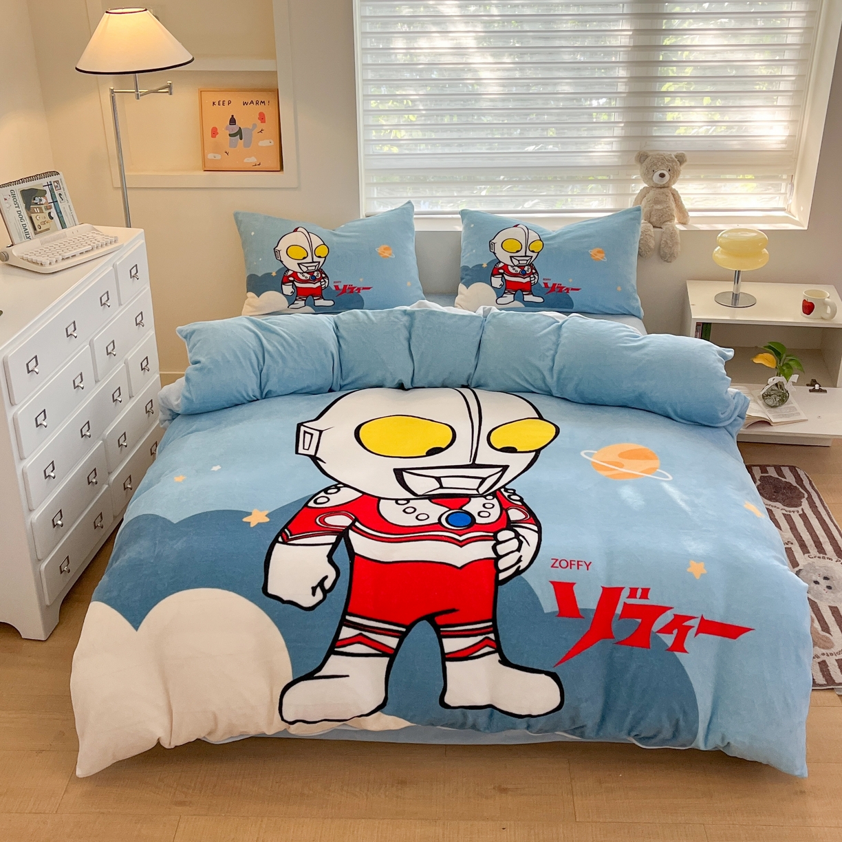 91家纺网 家纺一手货源 找家纺 （总）蘭菲家纺 2025新款奥特曼牛奶绒四件套