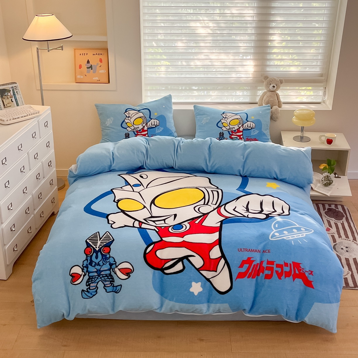 91家纺网 家纺一手货源 找家纺 （总）蘭菲家纺 2025新款奥特曼牛奶绒四件套