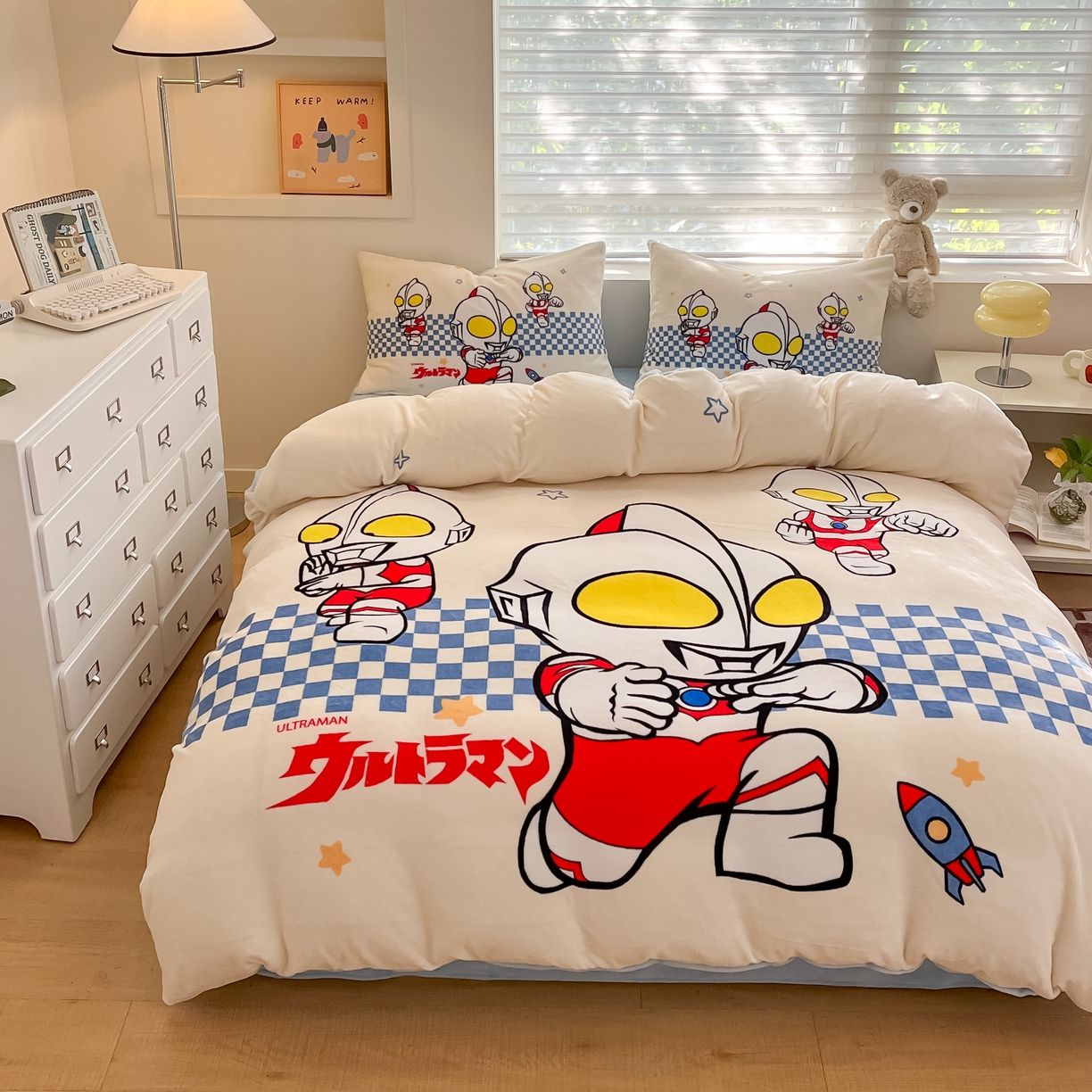 91家纺网 家纺一手货源 找家纺 蘭菲家纺 2025新款奥特曼牛奶绒四件套 奥特曼-超人兄弟