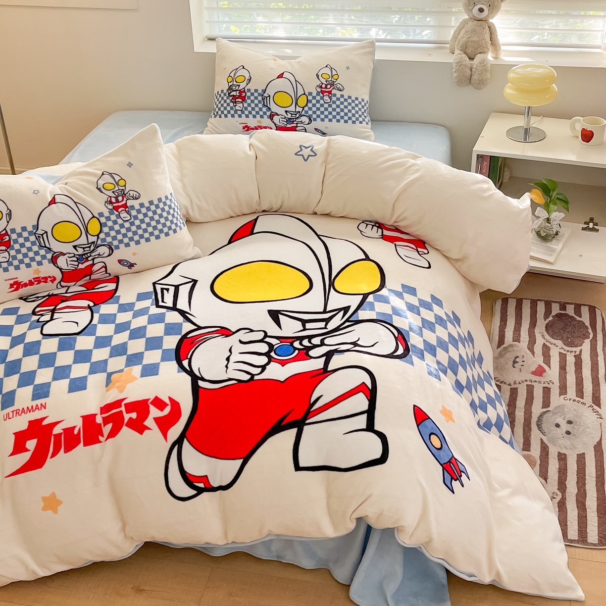 91家纺网 家纺一手货源 找家纺 蘭菲家纺 2025新款奥特曼牛奶绒四件套 奥特曼-超人兄弟