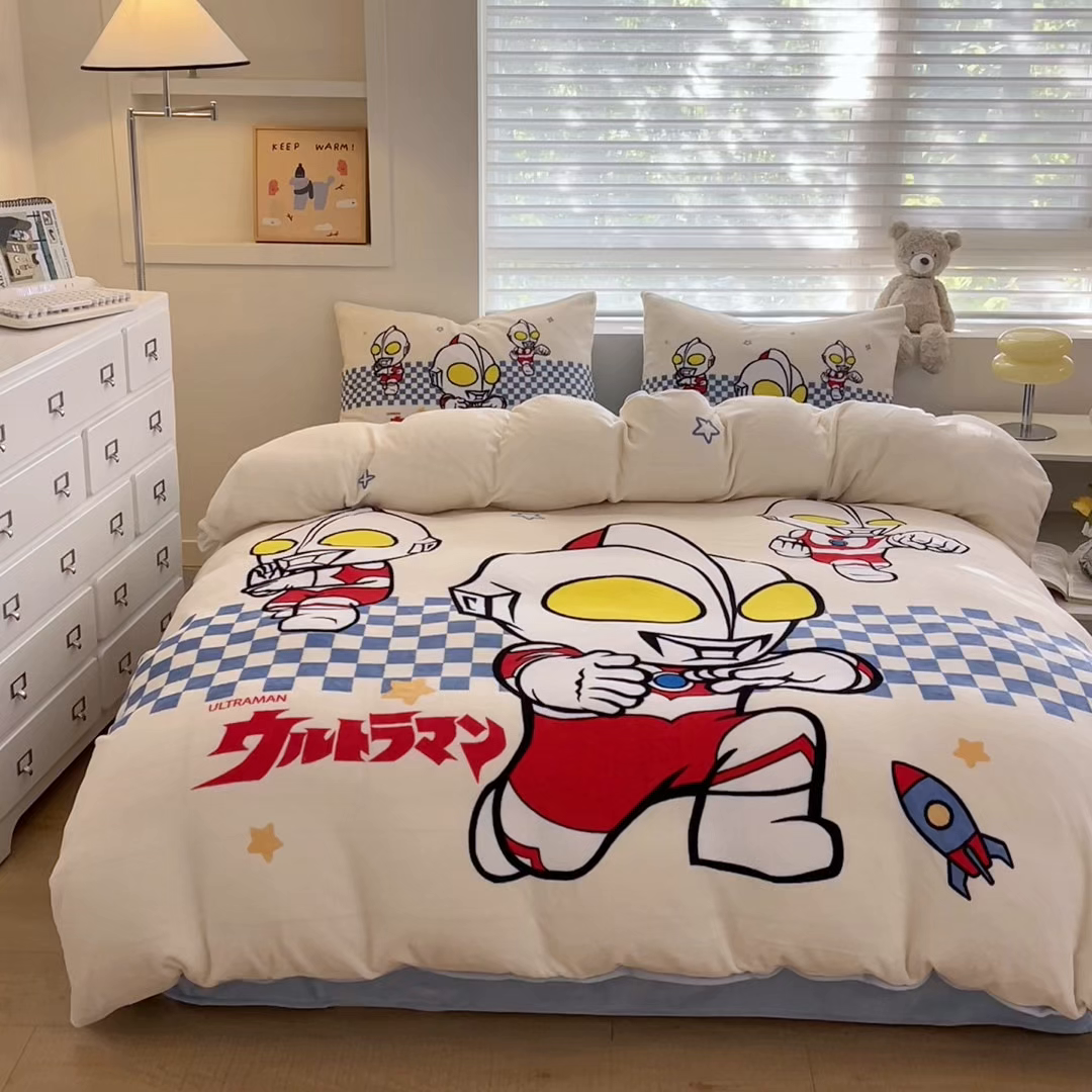 91家纺网 家纺一手货源 找家纺 蘭菲家纺 2025新款奥特曼牛奶绒四件套 奥特曼-超人兄弟