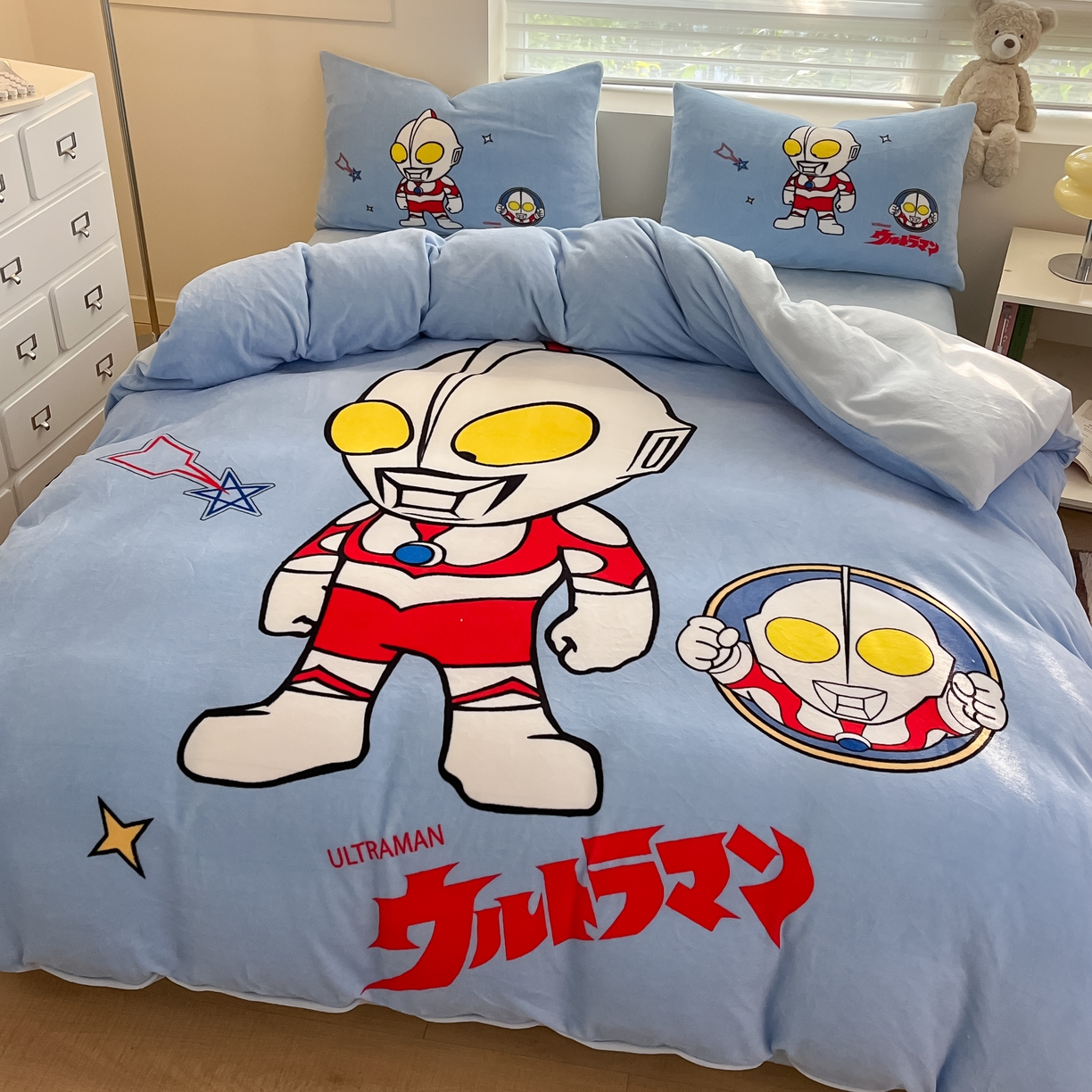 91家纺网 家纺一手货源 找家纺 蘭菲家纺 2025新款奥特曼牛奶绒四件套 奥特曼-成功