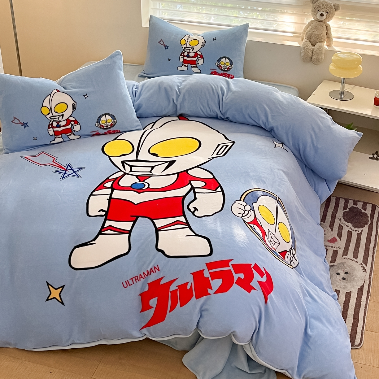 91家纺网 家纺一手货源 找家纺 蘭菲家纺 2025新款奥特曼牛奶绒四件套 奥特曼-成功