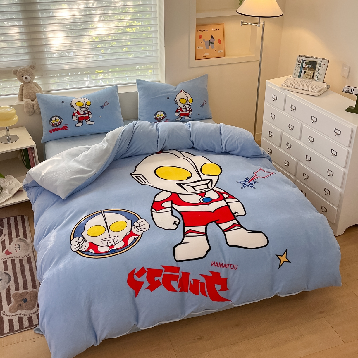 91家纺网 家纺一手货源 找家纺 蘭菲家纺 2025新款奥特曼牛奶绒四件套 奥特曼-成功