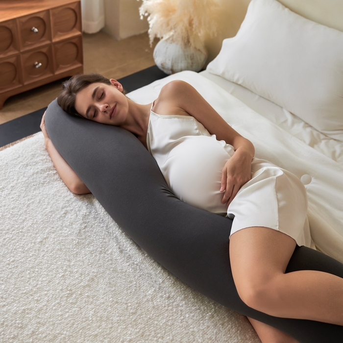 91家纺网 家纺一手货源 找家纺 丽笙被芯 2025新款懒宝儿孕妇安抚抱抱枕成人款婴幼儿款抱枕单品抱枕单件抱枕 摩卡深灰