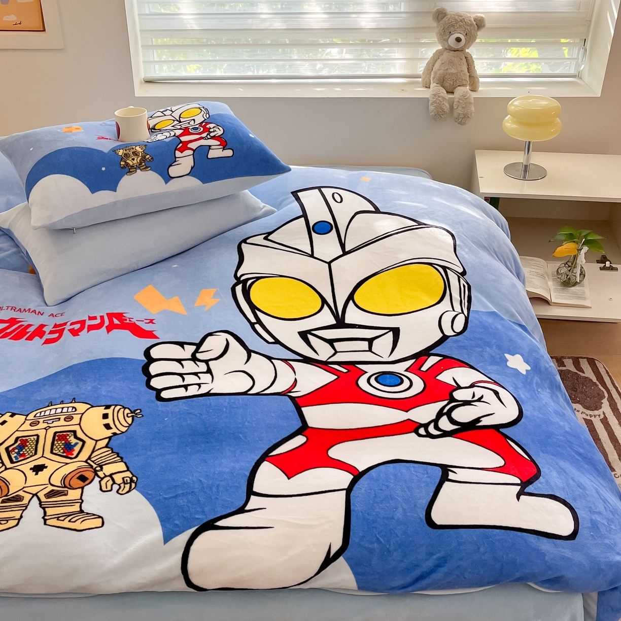 91家纺网 家纺一手货源 找家纺 蘭菲家纺 2025新款奥特曼牛奶绒四件套 奥特曼-出击