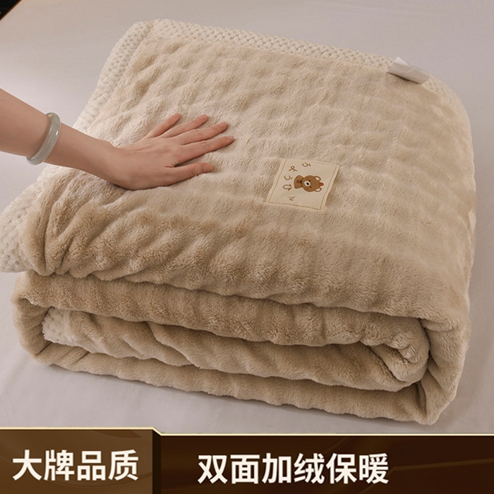 91家纺网 家纺一手货源 找家纺 （总）yyds网供 2025新款仿兔绒毛毯子超柔毛绒毯面包格高克重盖毯沙发毯冬季兔绒格