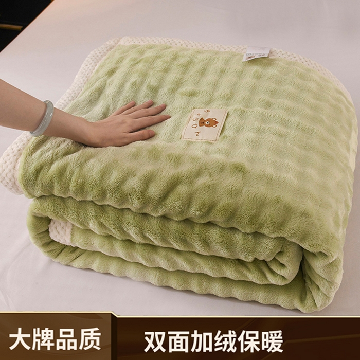 91家纺网 家纺一手货源 找家纺 （总）yyds网供 2025新款仿兔绒毛毯子超柔毛绒毯面包格高克重盖毯沙发毯冬季兔绒格