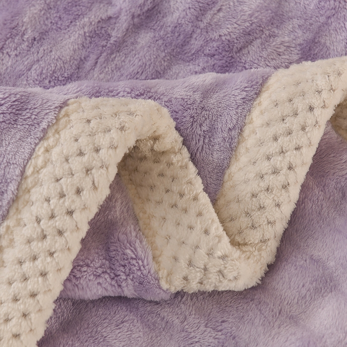 91家纺网 家纺一手货源 找家纺 yyds网供 2025新款仿兔绒毛毯子超柔毛绒毯面包格高克重盖毯沙发毯冬季兔绒格 兔绒格-芋紫