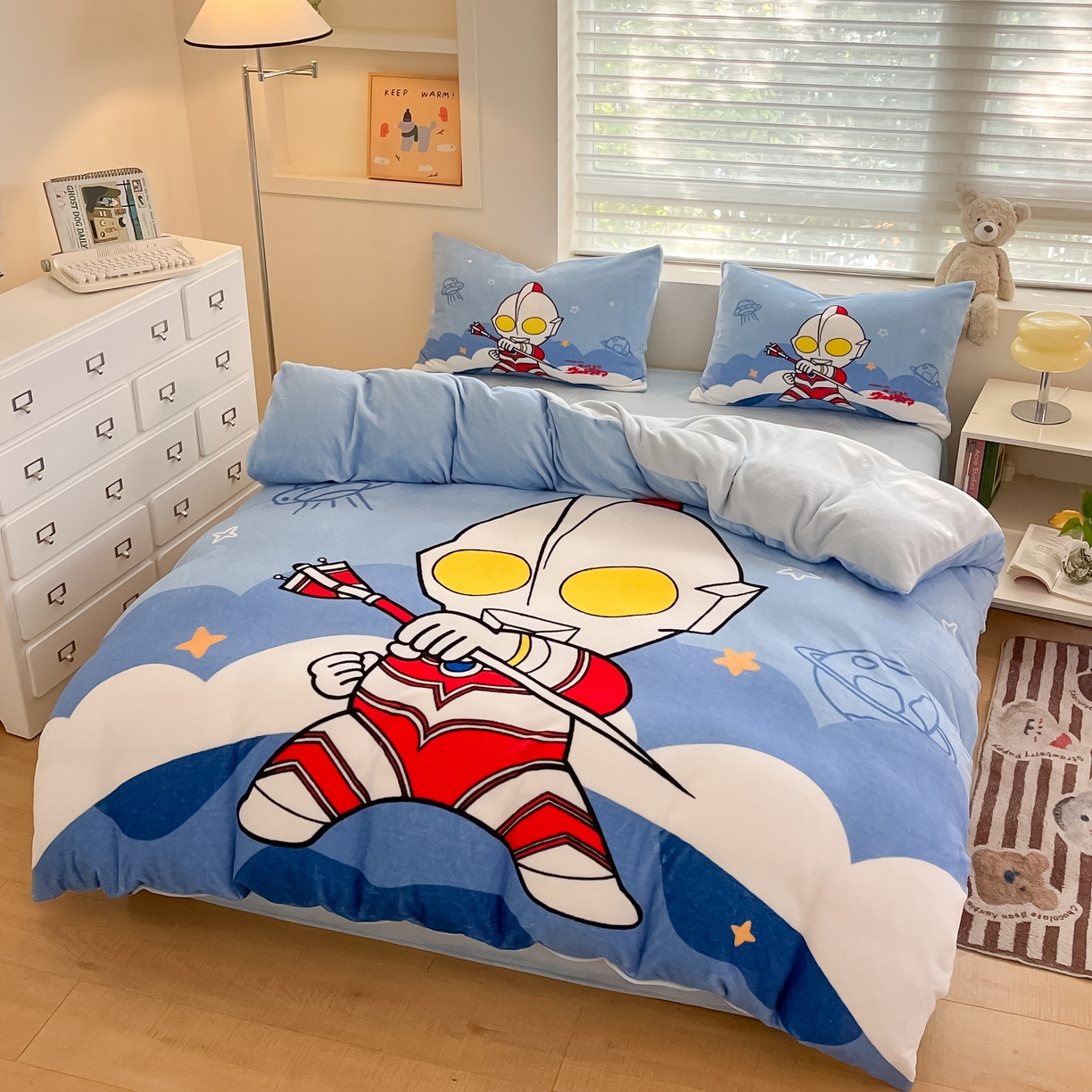 91家纺网 家纺一手货源 找家纺 蘭菲家纺 2025新款奥特曼牛奶绒四件套 奥特曼-独行者