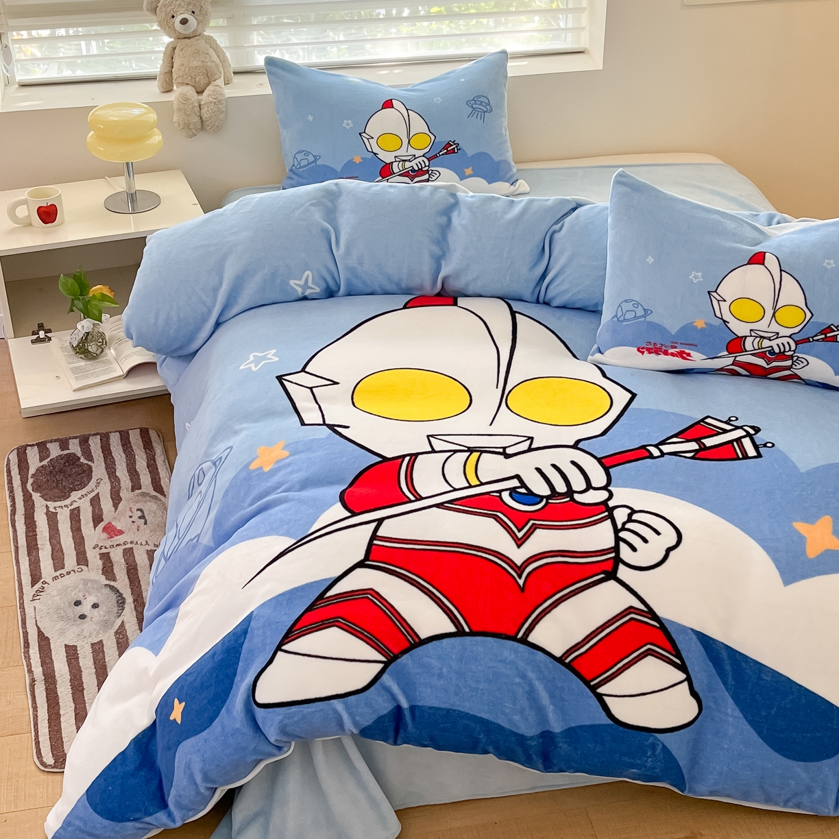 91家纺网 家纺一手货源 找家纺 蘭菲家纺 2025新款奥特曼牛奶绒四件套 奥特曼-独行者