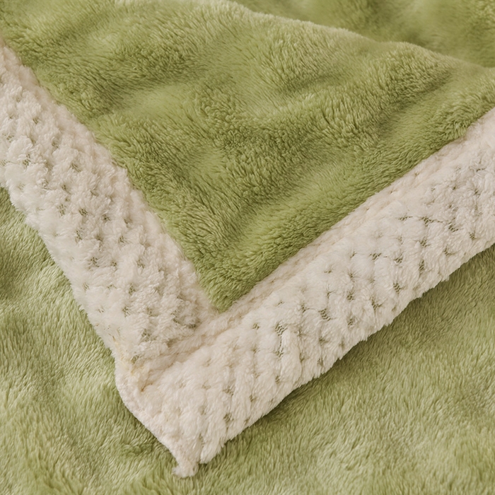 91家纺网 家纺一手货源 找家纺 yyds网供 2025新款仿兔绒毛毯子超柔毛绒毯面包格高克重盖毯沙发毯冬季兔绒格 兔绒格-茶绿