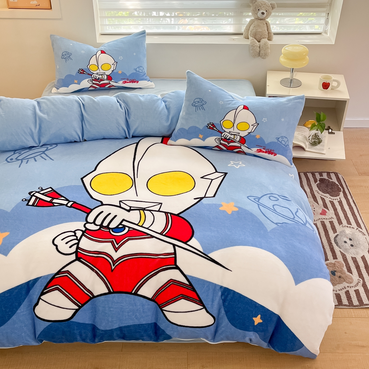 91家纺网 家纺一手货源 找家纺 蘭菲家纺 2025新款奥特曼牛奶绒四件套 奥特曼-独行者